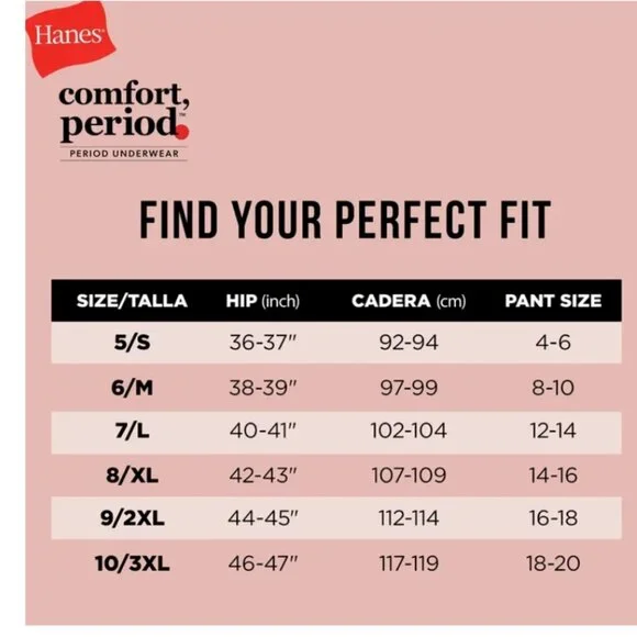 Hanes 3 Pack Women Comfort Period Protection Underwear Briefs 10/3XL - Picture 5 of 5
